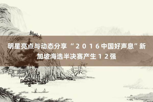 明星亮点与动态分享 “２０１６中国好声息”新加坡海选半决赛产生１２强