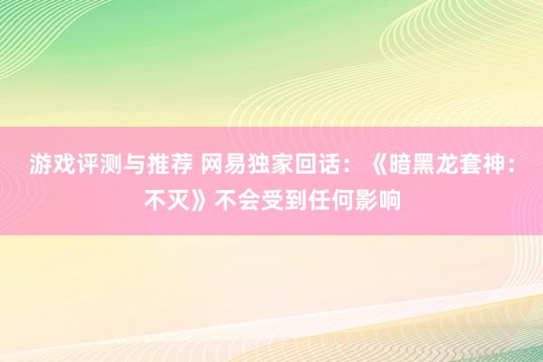 游戏评测与推荐 网易独家回话：《暗黑龙套神：不灭》不会受到任何影响