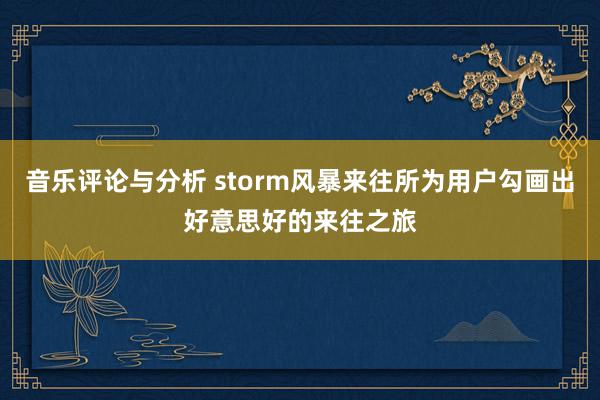 音乐评论与分析 storm风暴来往所为用户勾画出好意思好的来往之旅