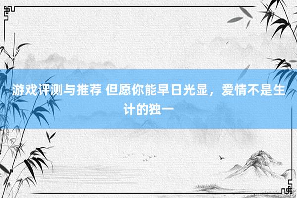 游戏评测与推荐 但愿你能早日光显，爱情不是生计的独一