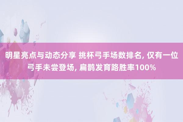 明星亮点与动态分享 挑杯弓手场数排名, 仅有一位弓手未尝登场, 扁鹊发育路胜率100%