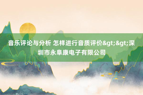 音乐评论与分析 怎样进行音质评价>>深圳市永阜康电子有限公司