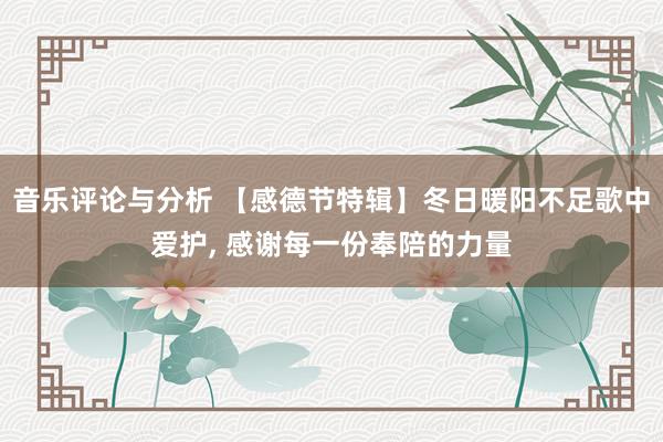 音乐评论与分析 【感德节特辑】冬日暖阳不足歌中爱护, 感谢每一份奉陪的力量