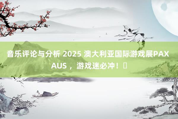 音乐评论与分析 2025 澳大利亚国际游戏展PAX AUS ，游戏迷必冲！​